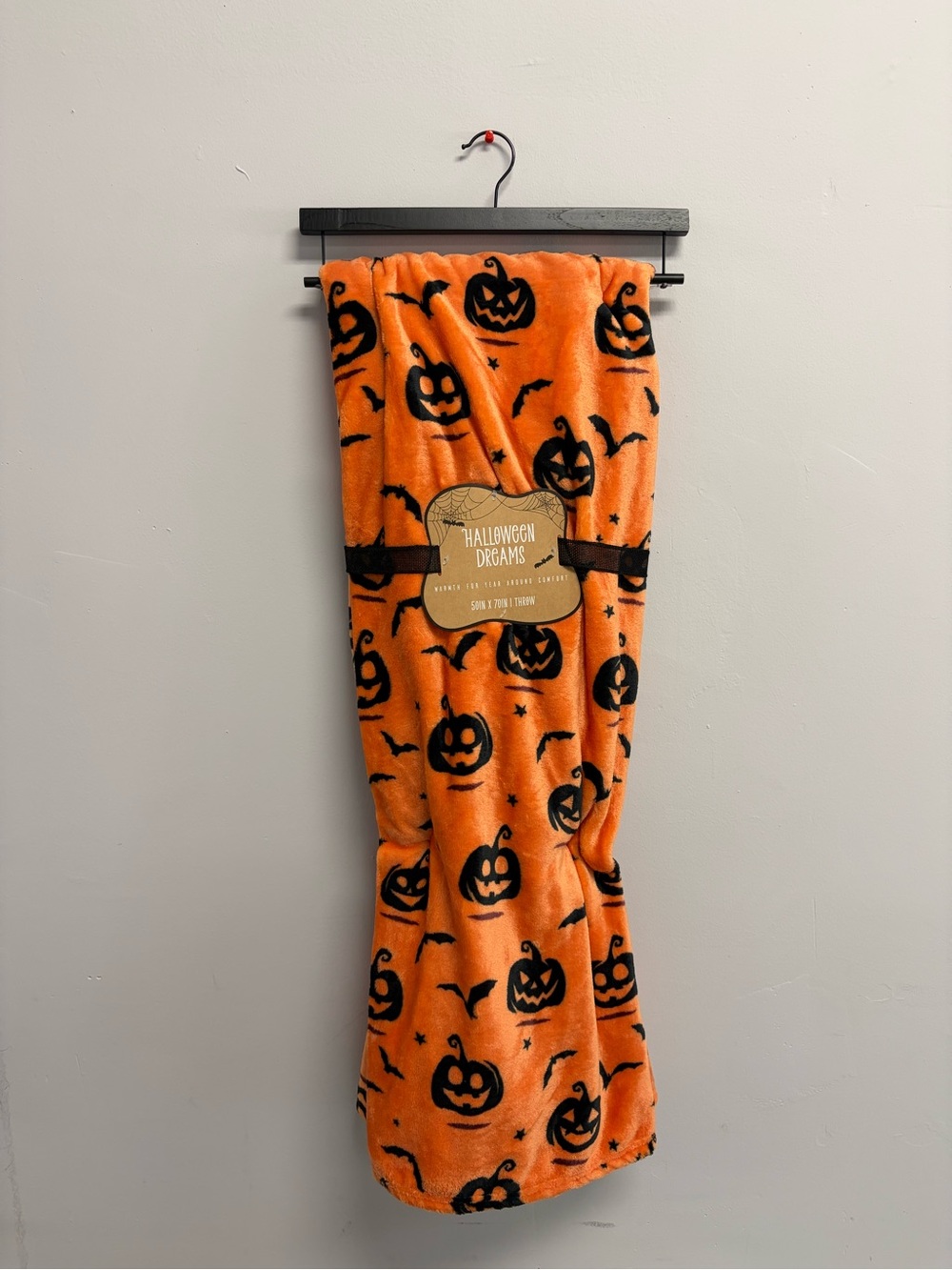 Halloween Pumpkin Plush Throw Blanket - Orange